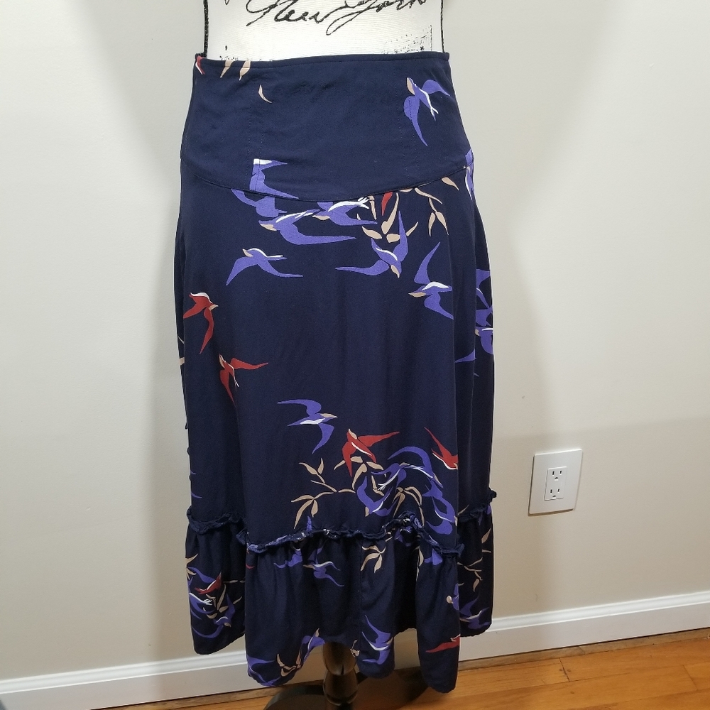 COPY - MAEVE ANTHROPOLOGIE Blue Bohemian Asymmetrical Midi Skirt SIZE 0P. - Picture 6 of 17